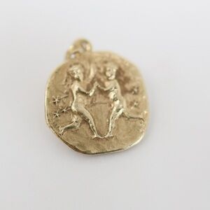 Solid gold Gemini zodiac pendant
